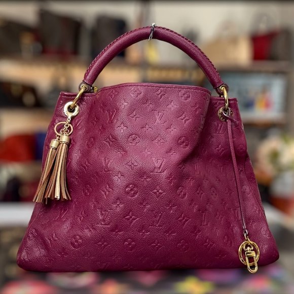 LOUIS VUITTON Artsy MM Empreinte Aurore Burgundy Hobo Tote Monogram LV +Dust Bag - Picture 1 of 12